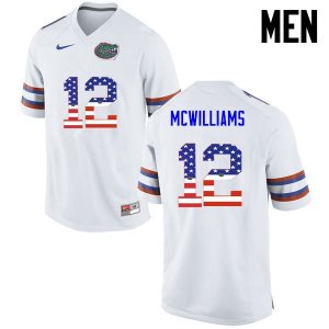 Men's Florida Gators #12 C.J. McWilliams NCAA Nike White USA Flag Fashion Authentic Stitched College Football Jersey DMZ1562UA